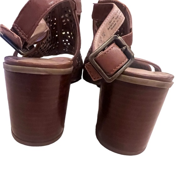 FRANCO SARTO Harlet3 Size 9 tan leather block 3in heel sandal buckle ankle strap - Picture 5 of 10